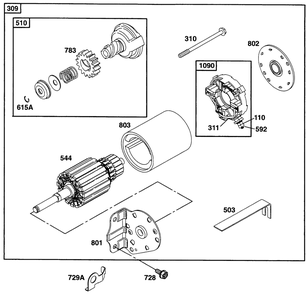 Electric Starter 1 Diagram and Parts List for 28C707-0118-XX  Briggs and Stratton Engine
